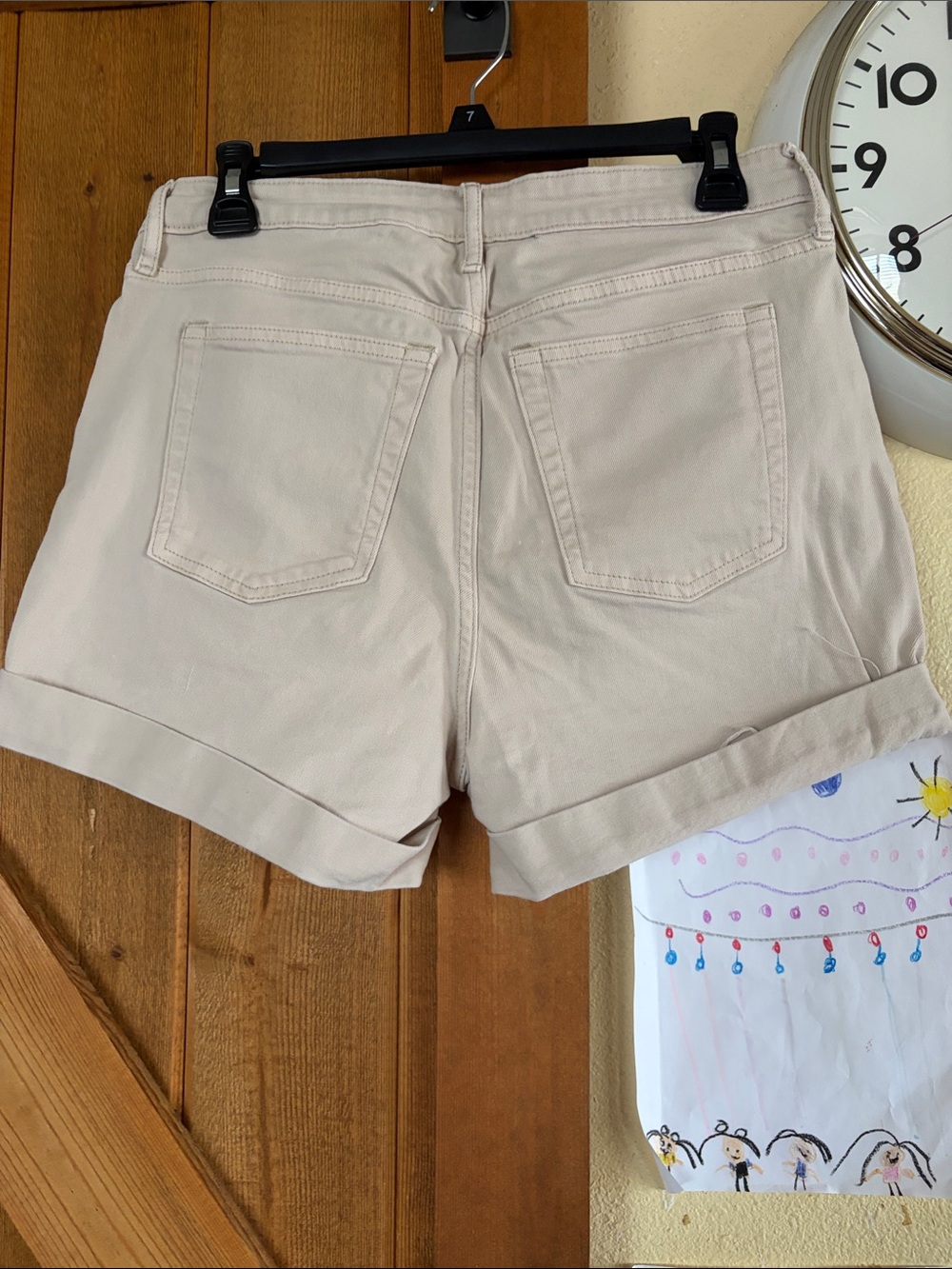 Free Assembly High-Rise Rolled Hem Jean Shorts in Cream - Picture 3 of 3